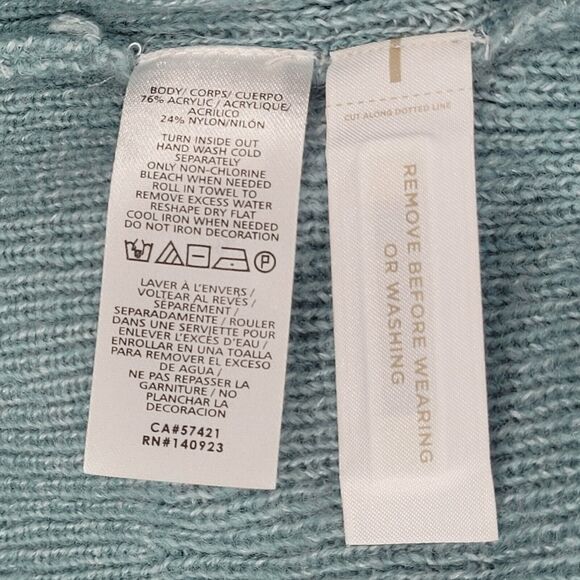 Ann Taylor Loft Blue Floral Appliqué Embroidered Sweater Puff Sleeve Small NWT - Picture 5 of 8